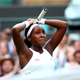 Cori Gauff celebrates victory after beating Venus Williams at Wimbledon July 1, 2019, in London.